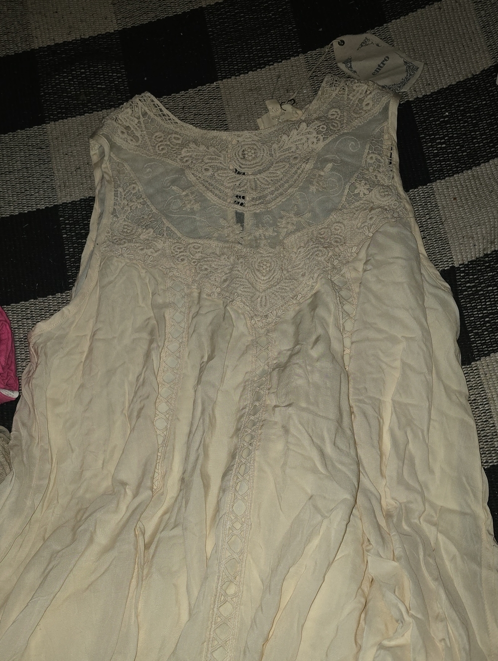 entro Cream Lace-Trim Midi Dress